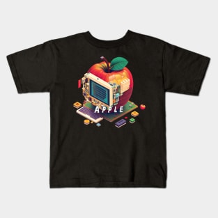 Apple-Inspired Pixel Computer Image: A Creative Blend of Technology and Design Kids T-Shirt